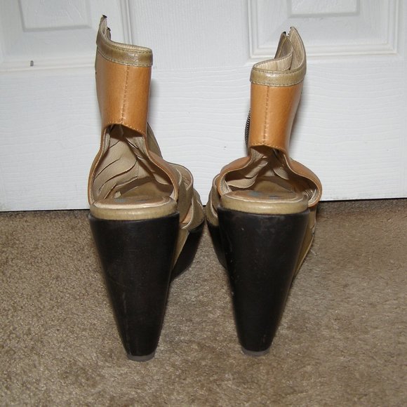 sz 8 Faryl Robin Leather Wood Platform shoes - Picture 7 of 8